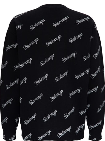 Balenciaga Wool Sweater With Allover Logo