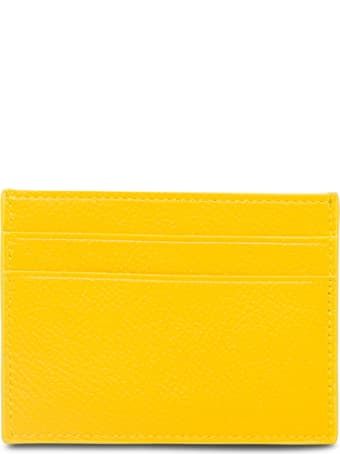 Balenciaga Yellow Leather Card Holder With Logo Print