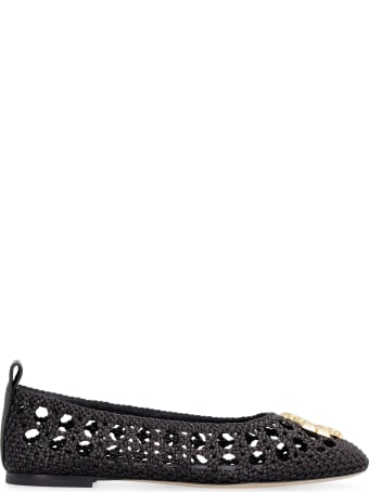 Tory Burch Eleanor Leather Ballet Flats With Logo