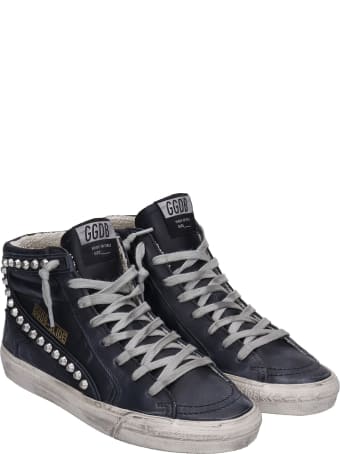 Golden Goose Slide Sneakers In Black Leather
