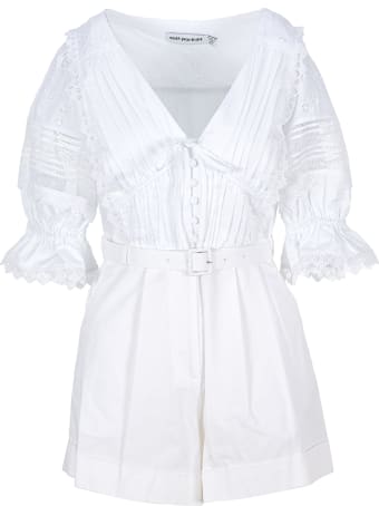 self-portrait Self Portrait Broderie Anglaise V Neckline Playsuit