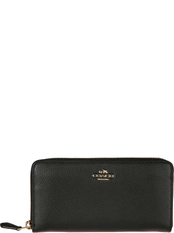 Coach Logo Plaque Zip Around Wallet