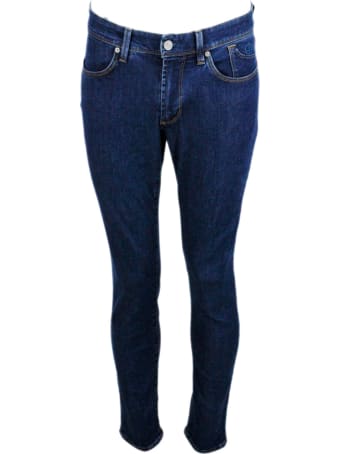 Jeckerson 5 Pocket Stretch Denim Jeans Trousers With Zip In Slim Fit