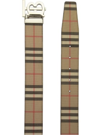 Burberry Tb 40 Plaque Rvs - Reversible Belt With Vintage Check And Monogram Pattern