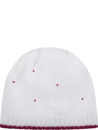 Little Bear White Hat For Babygirl With Polka-dots