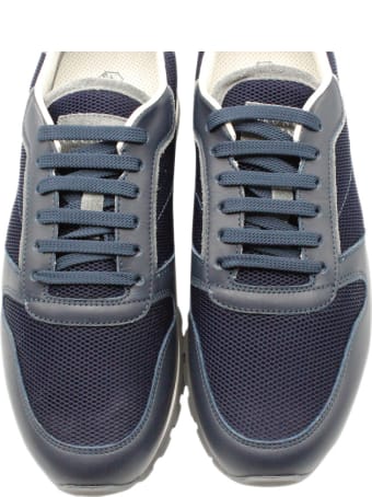 Brunello Cucinelli Sneacker Runners In Leather And Fabric With Details In Contrasting Color