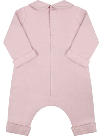 Gucci Pink Jumpsuit For Baby Girl With Logo