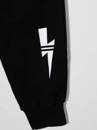 Neil Barrett Kids Black Thunderbolt Joggers