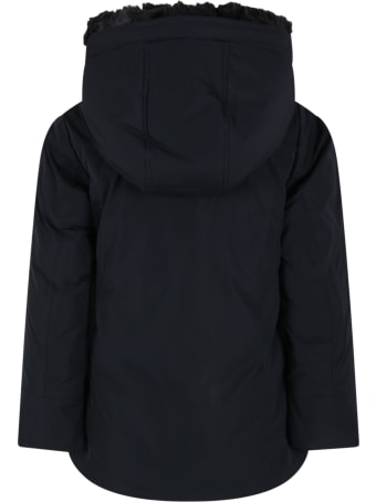 Woolrich Blue Jacket For Kids With Patch Logo