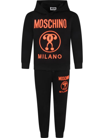 Moschino Black Tracksuit For Kids With Logo