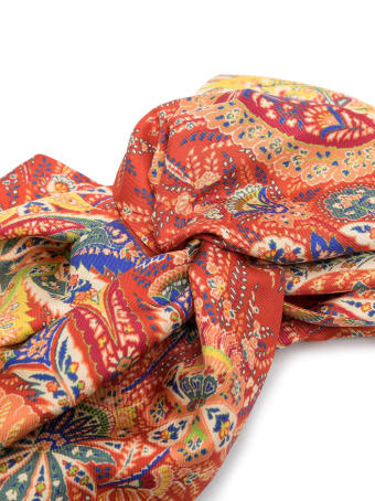 Etro Red Silk Headband With Paisley Print
