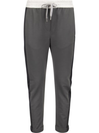 Brunello Cucinelli Paneled Trousers In Light Stretch Cotton Fleece With "shiny Patch Pocket"