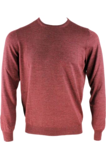 Barba Napoli Light Long-sleeved Crewneck Sweater In Wool And Silk