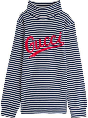 Gucci Striped Cotton Sweater With Logo