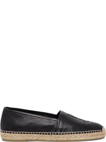 Saint Laurent Espadrilles In Black Leather With Logo
