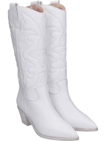 Alchimia Texan Boots In White Leather
