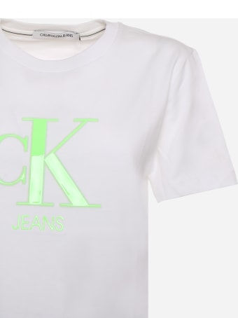 Calvin Klein Cotton Crop T-shirt With Neon Logo Calvin Klein