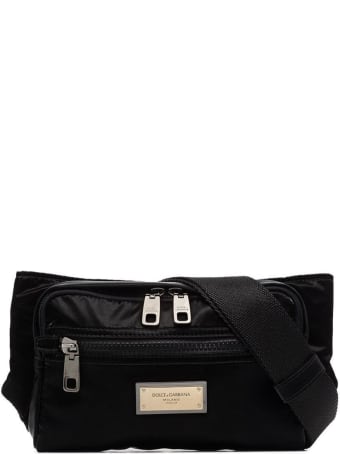 Dolce & Gabbana Belt Bag In Shiny Nylon With Logo