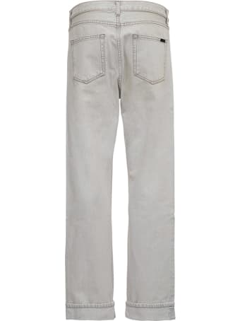 Saint Laurent Straight Cut Jeans In Gray Denim