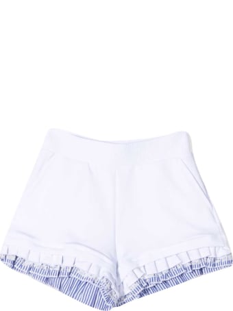 Monnalisa White And Light Blue Shorts