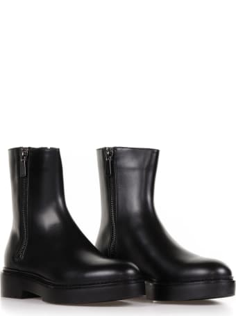 Santoni Leather Ankle Boots With Zip