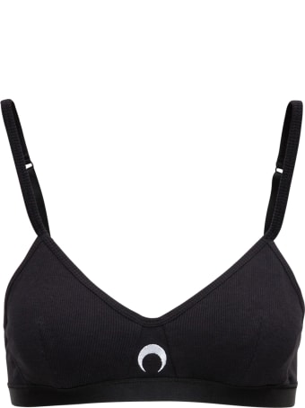 Marine Serre Ribbed Cotton Bra With Moon Logo Print