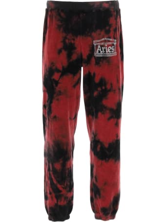 Aries Rhinestone Logo Velour Sweatpants