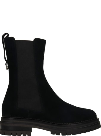 Sergio Rossi Combat Boots In Black Suede
