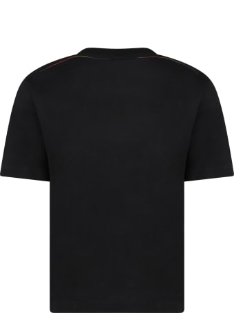 Stella McCartney Kids Black T-shirt For Kids With Flowers