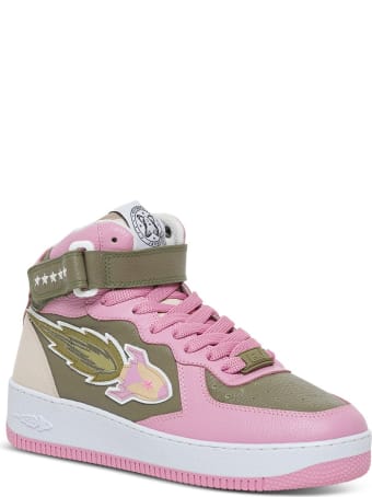 Enterprise Japan Rocket High Sneakers In Pink And Khaki Leather