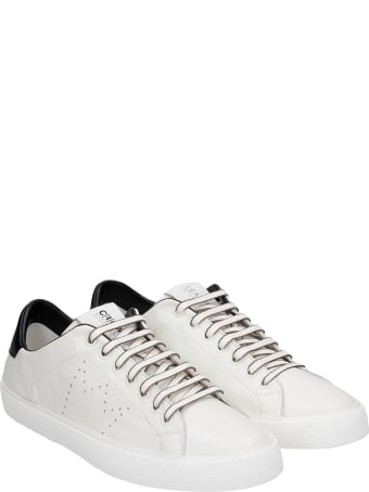 Leather Crown Sneakers In White Leather