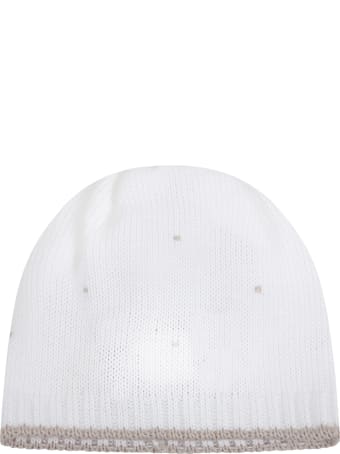 Little Bear White Hat For Babykids With Polka-dots