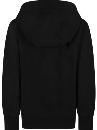 Les Hommes Black Sweatshirt For Boy With White Logo