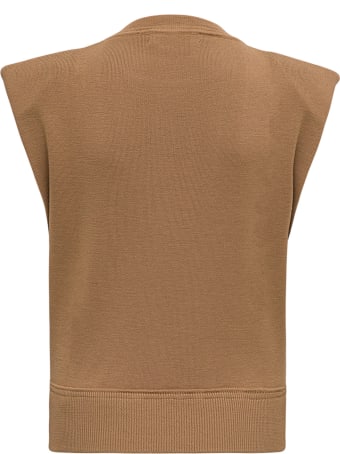 Mauro Grifoni Brown Wool Vest With Padded Shoulder Straps