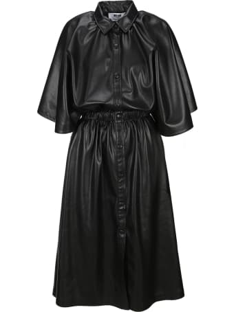MSGM Eco Leather Midi Dress