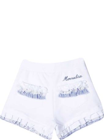 Monnalisa White And Light Blue Shorts