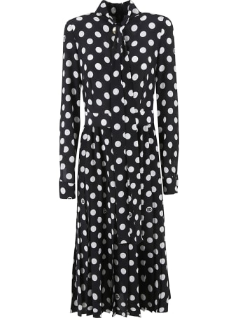 Dolce & Gabbana Polka Dot Pleated Long Dress