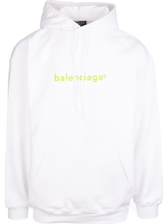 Balenciaga Man White And Lime New Copyright Hoodie