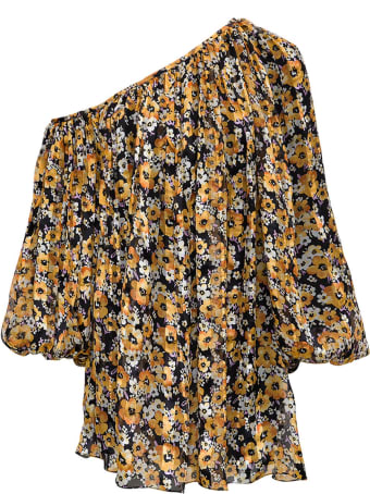 Saint Laurent Floral Silk Asymmetrical Dress
