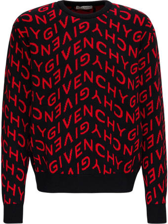 Givenchy Wool Sweater With Allover Refracted Logo Jacquard
