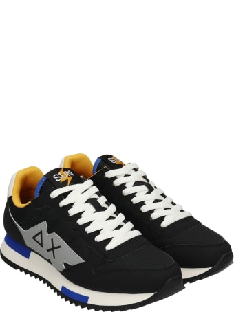 Sun 68 Niki Solid Sneakers In Black Leather And Fabric