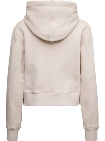 Palm Angels Beige Cotton Hoodie With Logo Print
