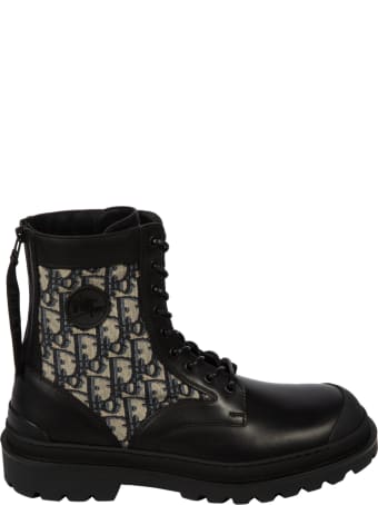 Christian Dior Leg Motif Logo Lace-up Boots