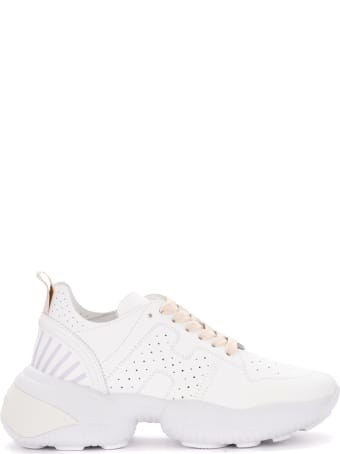 Hogan Interaction Sneakers In White Perforated Leather