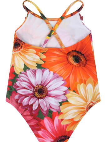 Dolce & Gabbana Multicolor Swimsuit For Baby Girl With Logo