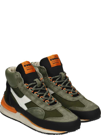 Diadora Equipe Mid Sneakers In Green Nubuck