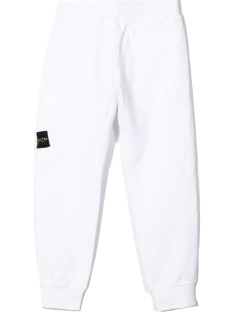 Stone Island White Cotton Track Pants