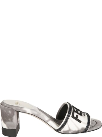 Fendi Logo Embroidered Block Heel Sandals