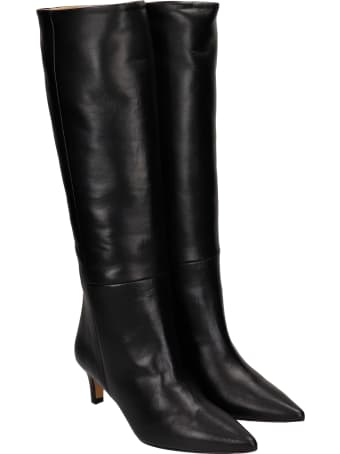 Marc Ellis Oregon High Heels Boots In Black Leather