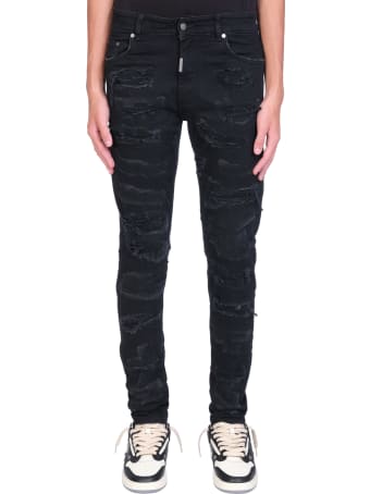 REPRESENT Shredded Jeans In Black Denim